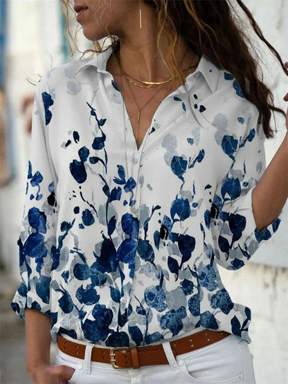 Blouse femme – Coupe décontractée – Tissu respirant – Manches retroussées – Boutonnée