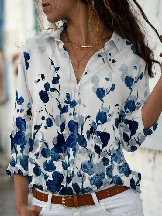 Blouse femme – Coupe décontractée – Tissu respirant – Manches retroussées – Boutonnée
