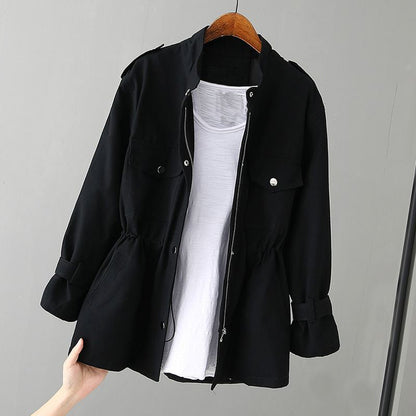 Veste femme – Coupe décontractée – Taille ajustable – Col montant zippé
