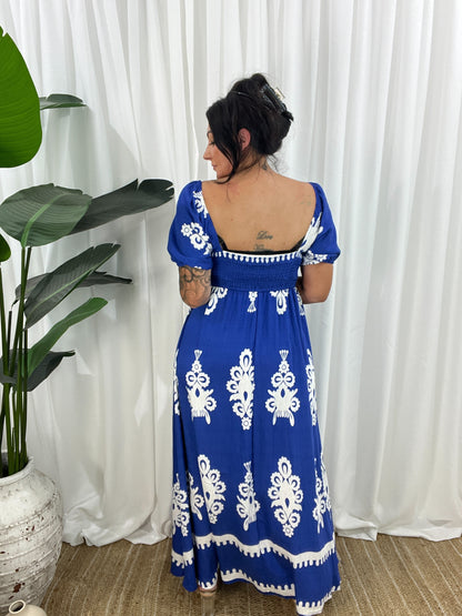 Robe Longue Femme - Épaules Dénudées - Manches Courtes Bouffantes - Fluide et Élégante