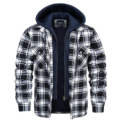 Veste à capuche homme – Coupe décontractée – Motif carreaux – Doublure matelassée