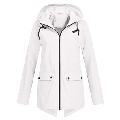 Veste imperméable femme – Coupe décontractée – Capuche ajustable – Mi-longue