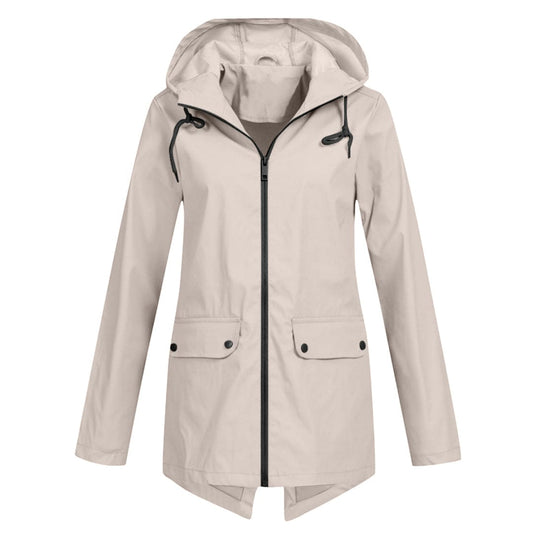 Veste imperméable femme – Coupe décontractée – Capuche ajustable – Mi-longue