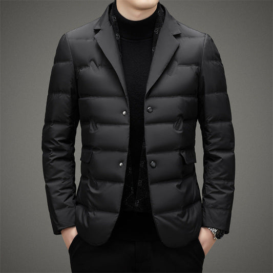 Veste homme – Duvet matelassé – Coupe ajustée – Croisé élégant – Style affaires