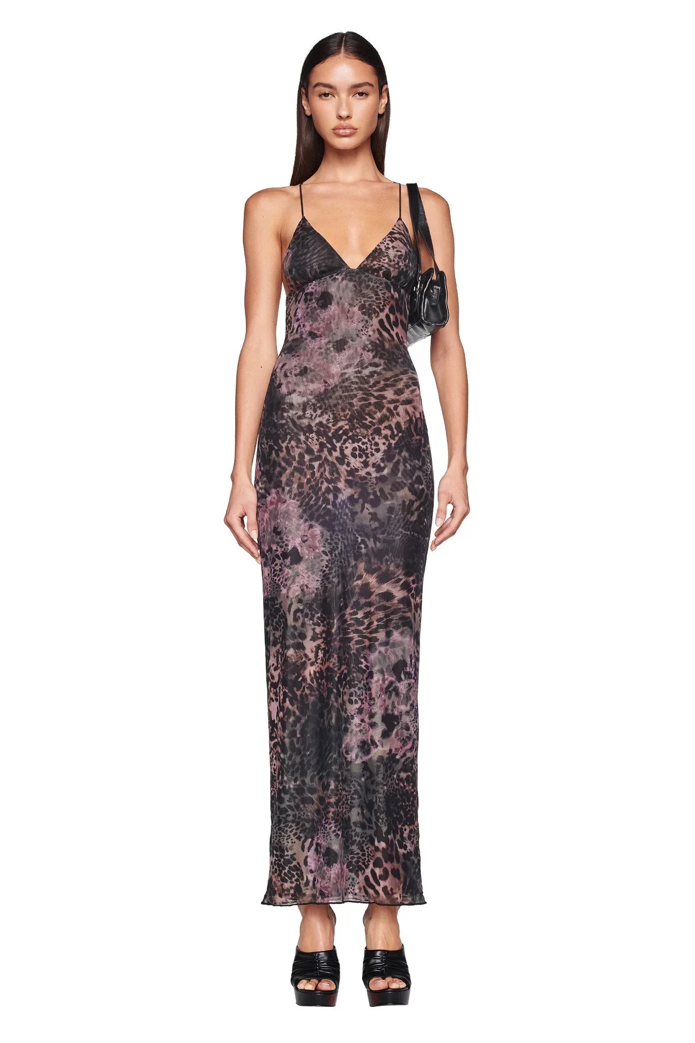 Robe Longue Femme - Dos Nu - Détails Papillon - Tissu Léger Imprimé Fluide