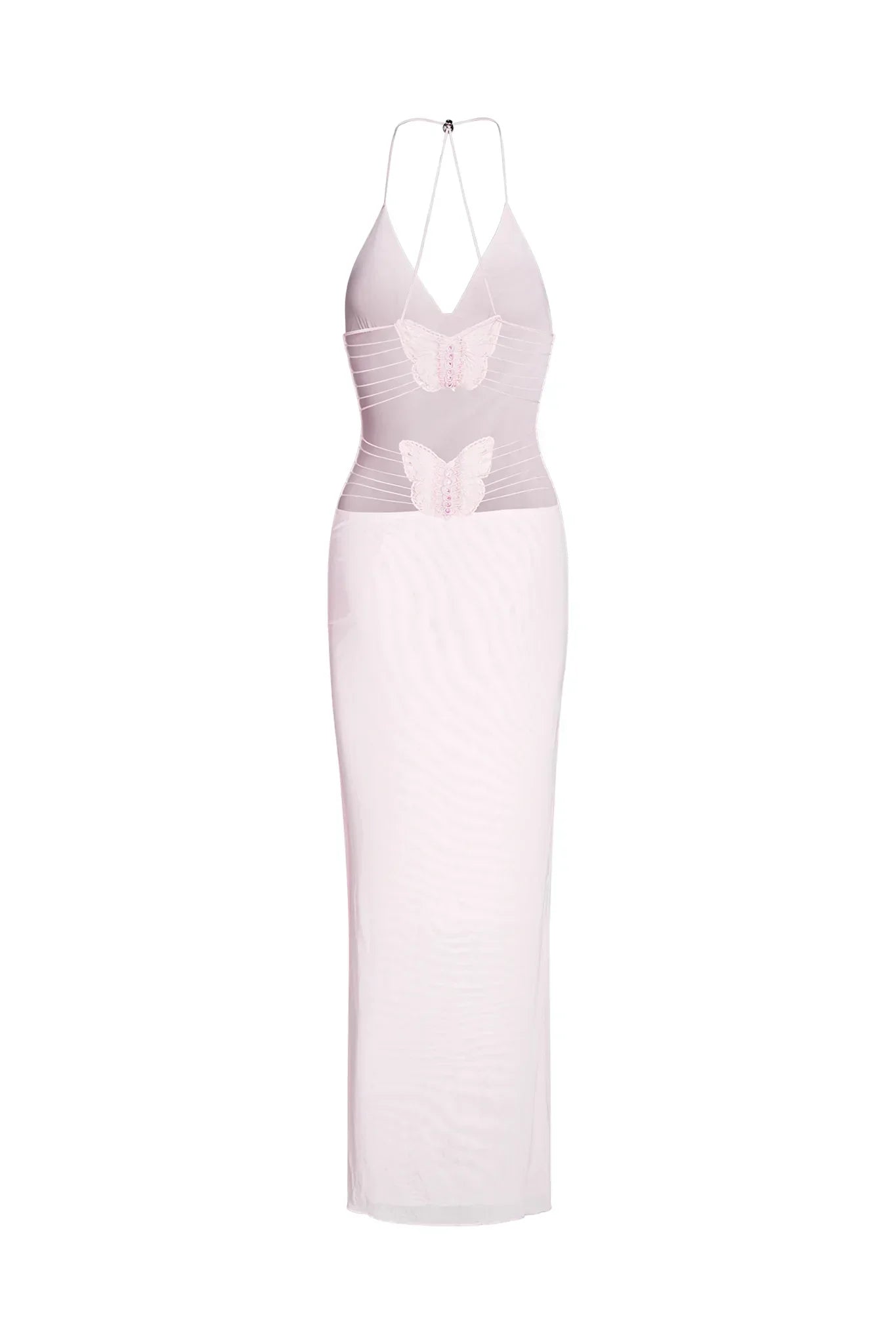 Robe Longue Femme - Dos Nu - Détails Papillon - Tissu Léger Imprimé Fluide