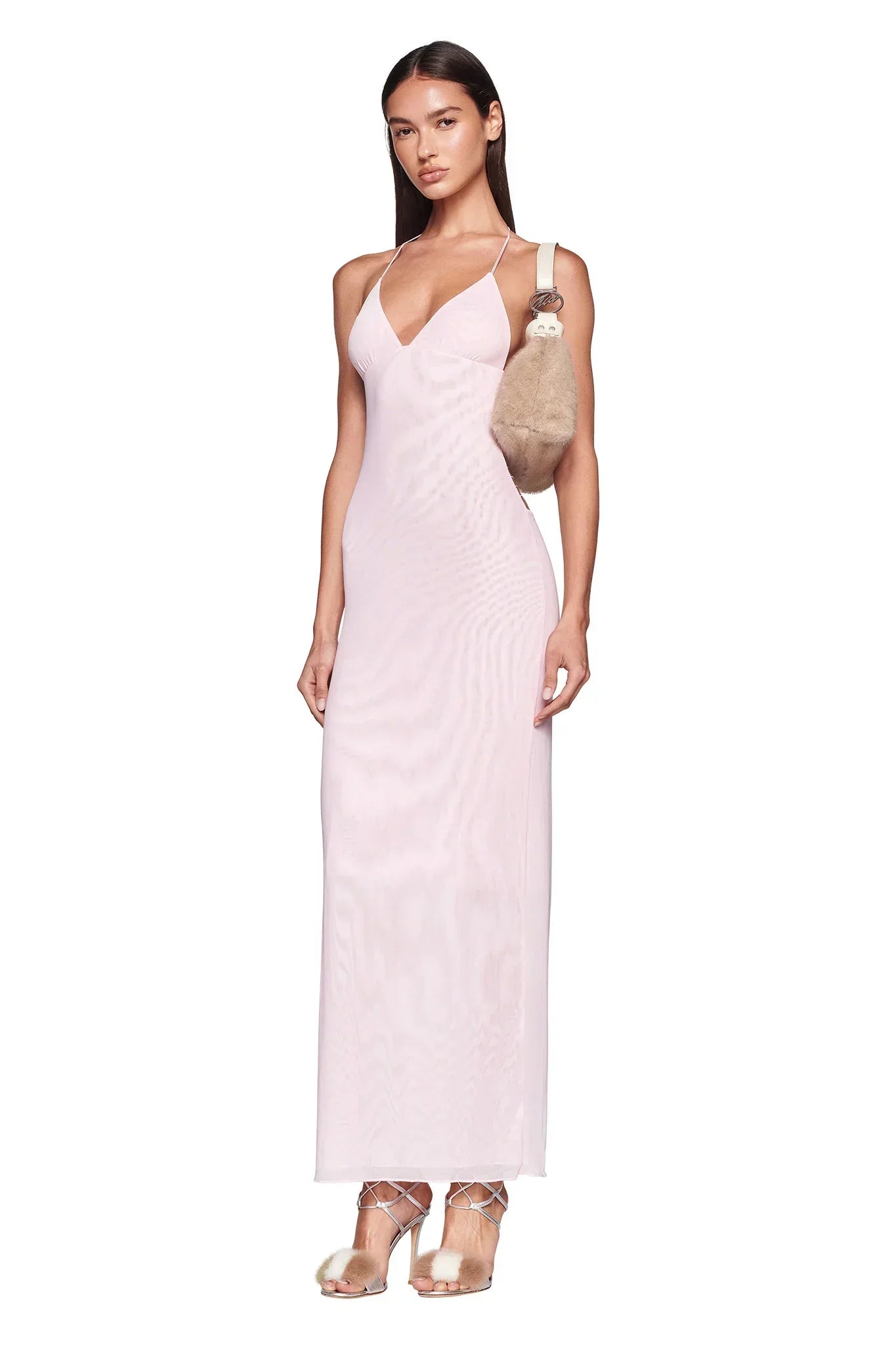 Robe Longue Femme - Dos Nu - Détails Papillon - Tissu Léger Imprimé Fluide