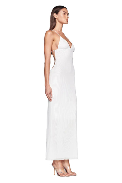 Robe Longue Femme - Dos Nu - Détails Papillon - Tissu Léger Imprimé Fluide