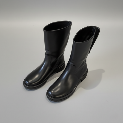 Bottes mi-mollet pour femmes - Modèle à revers - Bout rond - Modèle à enfiler