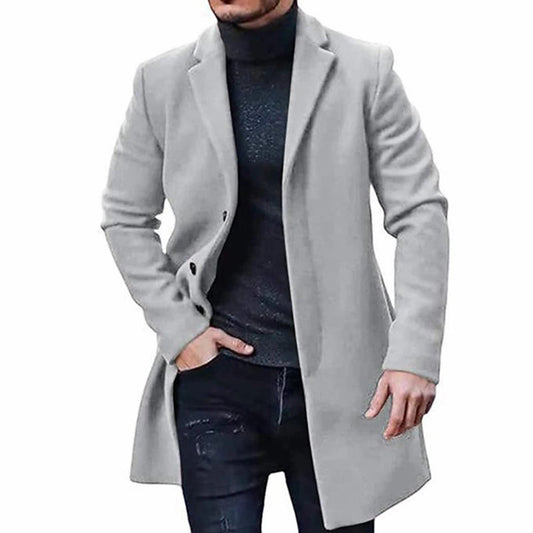 Manteau homme – Coupe ajustée – Laine mélangée – Col tailleur – Longueur genou