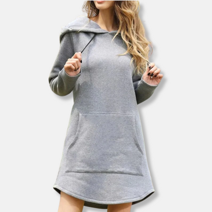 Robe sweat femme – coupe décontractée – coton doux – manches longues avec capuche