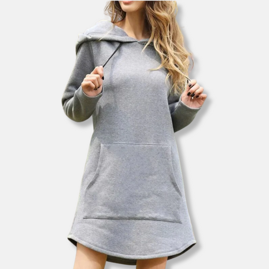 Robe sweat femme – coupe décontractée – coton doux – manches longues avec capuche