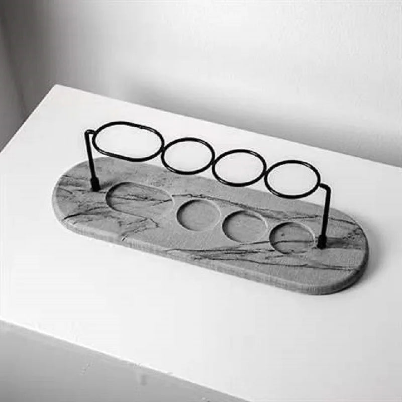 Porte-Brosses à Dents Minimaliste en Marbre et Métal