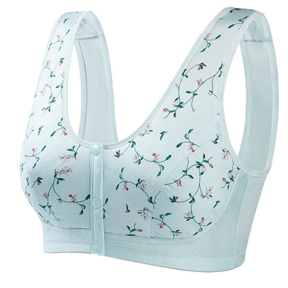 Brassière femme – Sans armatures – Tricot doux – Boutons devant – Motif floral
