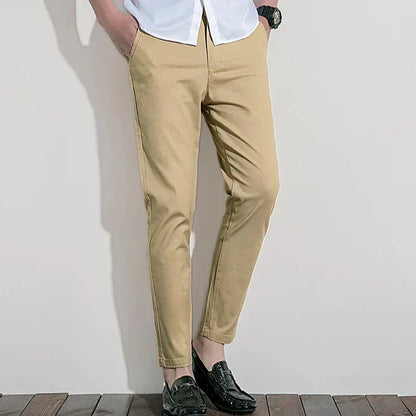 Pantalon chino homme – Coupe slim – 100% coton – Style tailleur – Longueur cheville