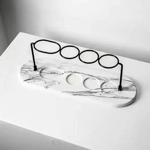 Porte-Brosses à Dents Minimaliste en Marbre et Métal