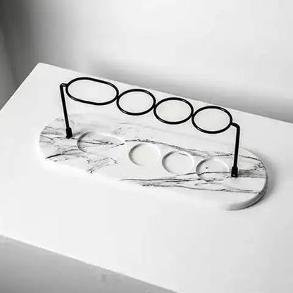 Porte-Brosses à Dents Minimaliste en Marbre et Métal