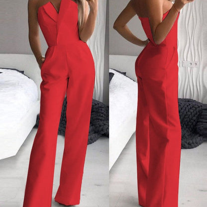 Combinaison Femme - Sans Bretelles - Coupe Cintrée - Jambes Larges - Élégante et Moderne