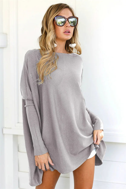 Pull Femme – Maille Douce – Coupe Oversize – Longueur Tunique – Col Rond
