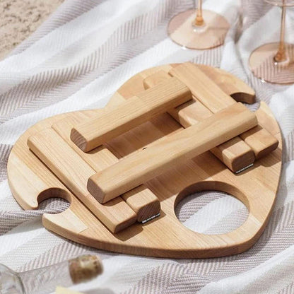 Table Pliante de Sommelier en Bois Nordique Avec Fentes pour Bouteilles