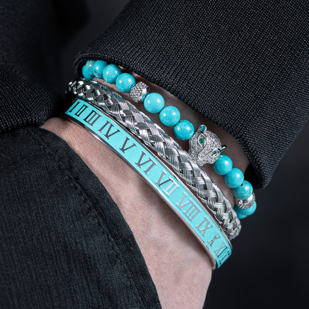 Arthur Ensemble de Bracelets | Perles, Panthère & Manchette Tressée