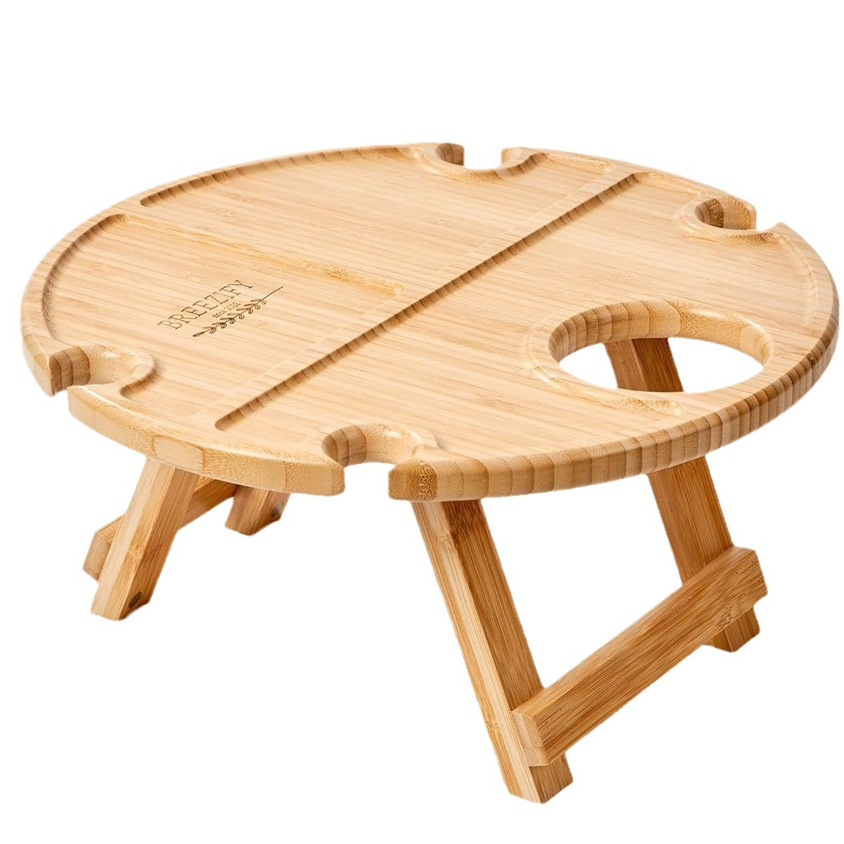 Table Pliante de Sommelier en Bois Nordique Avec Fentes pour Bouteilles