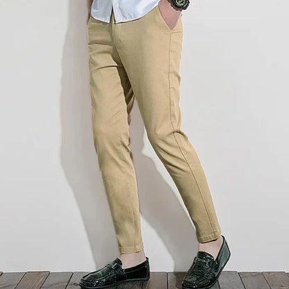 Pantalon chino homme – Coupe slim – 100% coton – Style tailleur – Longueur cheville