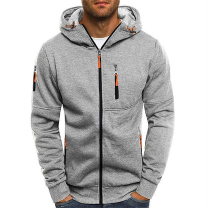 Sweat à capuche homme – Coupe ajustée – Fermeture zippée – Poches utilitaires – Tissu respirant