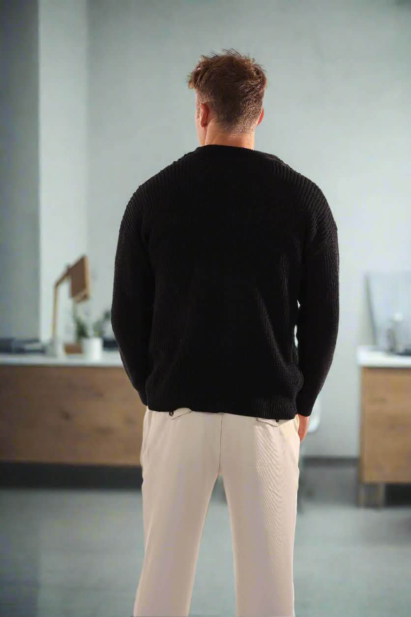 Pull Demi-Zip Classique, Élégant, Confortable, Polyvalent pour Hommes