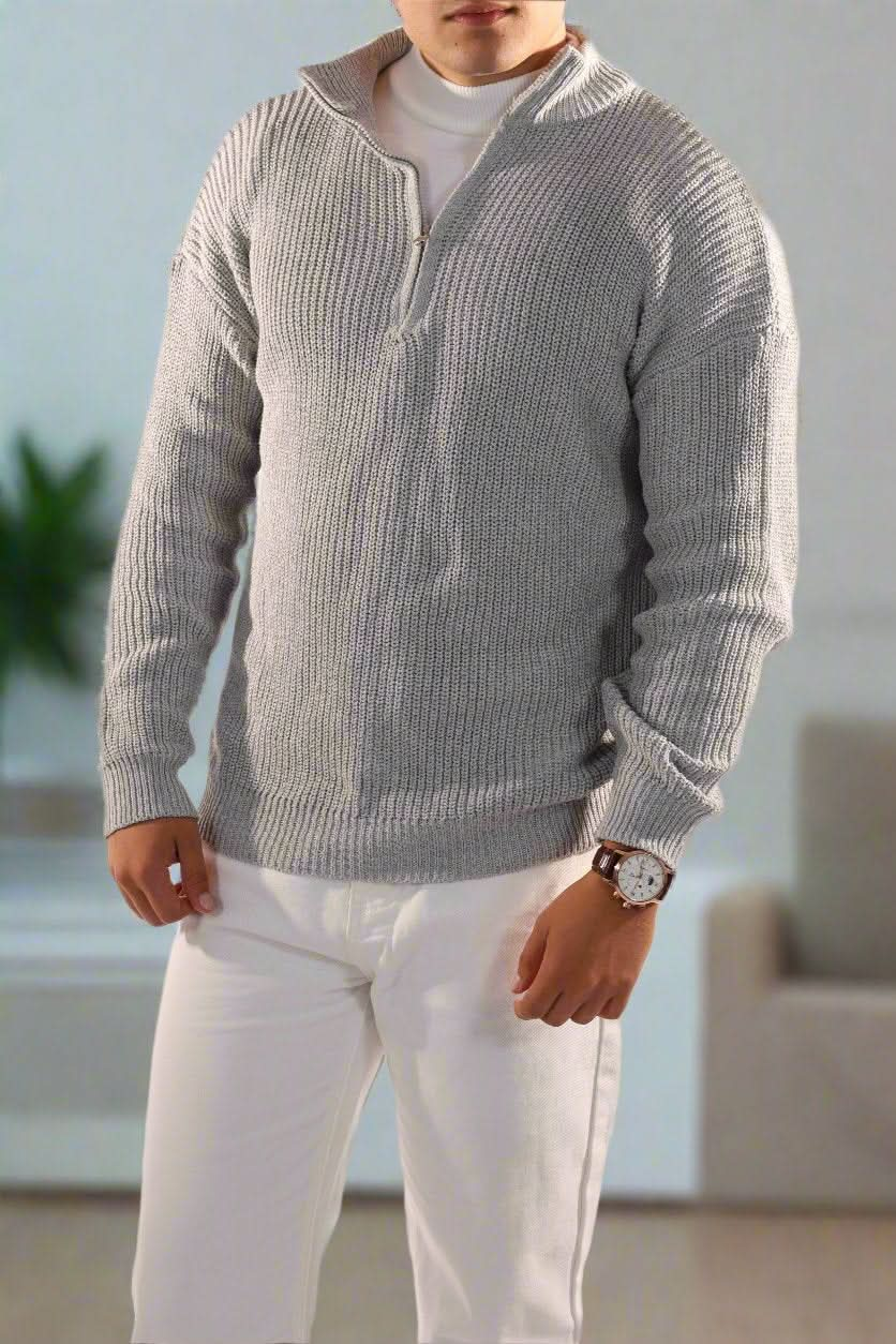 Pull Demi-Zip Classique, Élégant, Confortable, Polyvalent pour Hommes