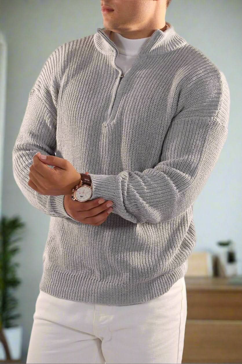 Pull Demi-Zip Classique, Élégant, Confortable, Polyvalent pour Hommes