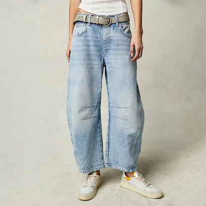 Jean femme large – Coupe décontractée – Longueur cheville – Denim respirant – Usage quotidien