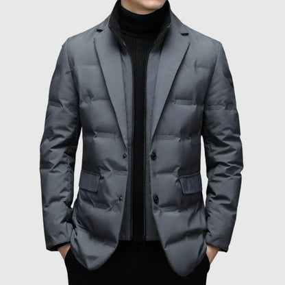 Veste matelassée homme – Coupe ajustée – Style blazer – Col à revers – 2 boutons