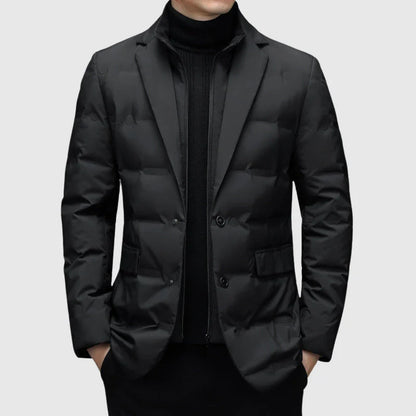 Veste matelassée homme – Coupe ajustée – Style blazer – Col à revers – 2 boutons