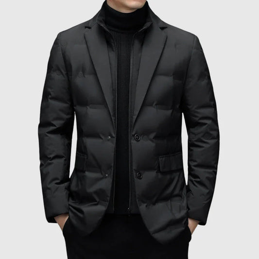 Veste matelassée homme – Coupe ajustée – Style blazer – Col à revers – 2 boutons