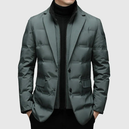 Veste matelassée homme – Coupe ajustée – Style blazer – Col à revers – 2 boutons