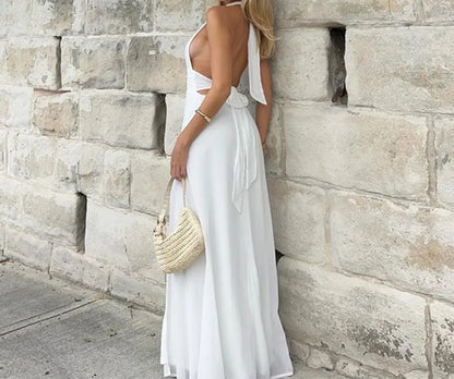 Robe Maxi Femme - Dos Nu Élégant - Fendue Longue - Tenue de Soirée
