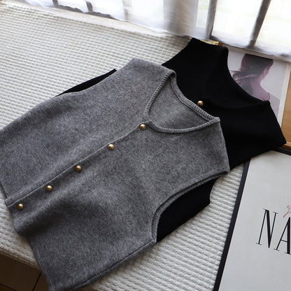 Gilet Femme – Maille Douce – Coupe Classique – Court à Boutons – Style Superposable