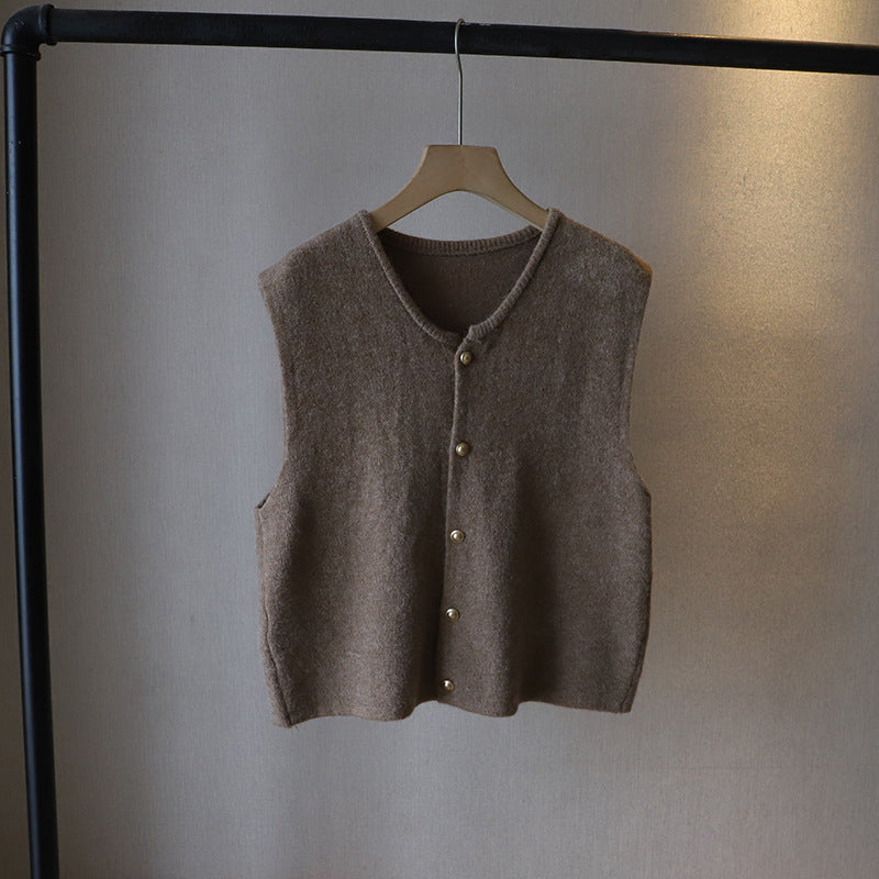 Gilet Femme – Maille Douce – Coupe Classique – Court à Boutons – Style Superposable