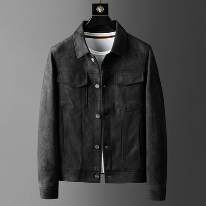 Veste homme – Coupe structurée – Tissu luxueux – Boutonnage métal – Style chic décontracté
