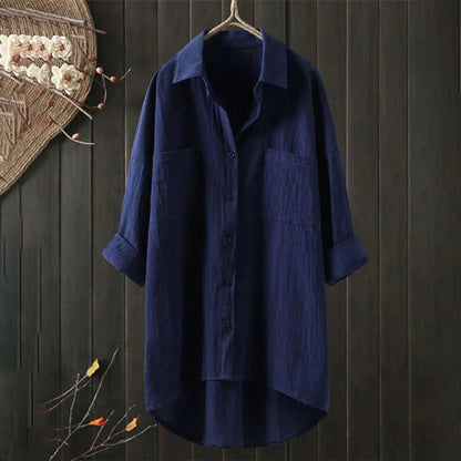 Chemise femme – Coupe décontractée – Tissu respirant – Épaules tombantes – Longueur tunique