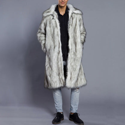 Manteau en fausse fourrure homme – Coupe oversize – Longueur cheville – Col large
