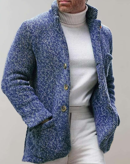 Homme Cardigan - Maille Grossière - Col Montant - Coupe Décontractée