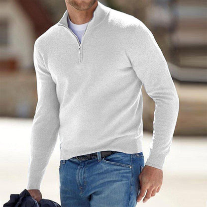 Sweatshirt homme – Coupe ajustée – Coton respirant – Col montant zippé manches longues