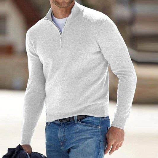 Sweatshirt homme – Coupe ajustée – Coton respirant – Col montant zippé manches longues