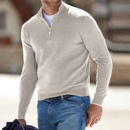 Sweatshirt homme – Coupe ajustée – Coton respirant – Col montant zippé manches longues