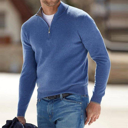 Sweatshirt homme – Coupe ajustée – Coton respirant – Col montant zippé manches longues