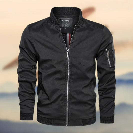 Blouson homme – Coupe droite – Col côtelé – Fermeture zippée – Style décontracté