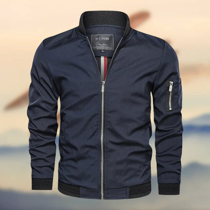 Blouson homme – Coupe droite – Col côtelé – Fermeture zippée – Style décontracté
