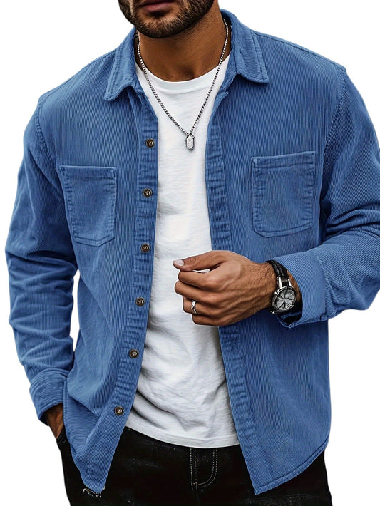 Blazer homme – Coupe régulière – Effet velours côtelé – Poches poitrine – Boutonné